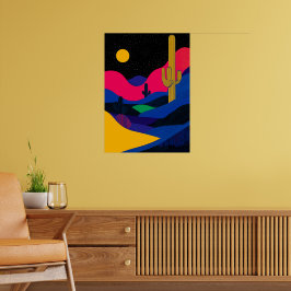 Levande ökenlandskap på natten poster