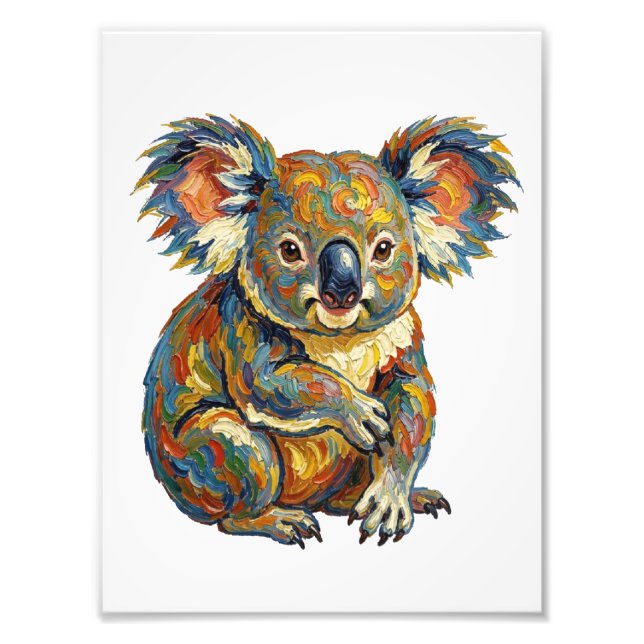 Levande oljemålning stil Färgrik impasto koala Fototryck (Framsidan)