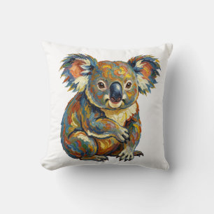 Levande oljemålning stil Färgrik impasto koala Kudde