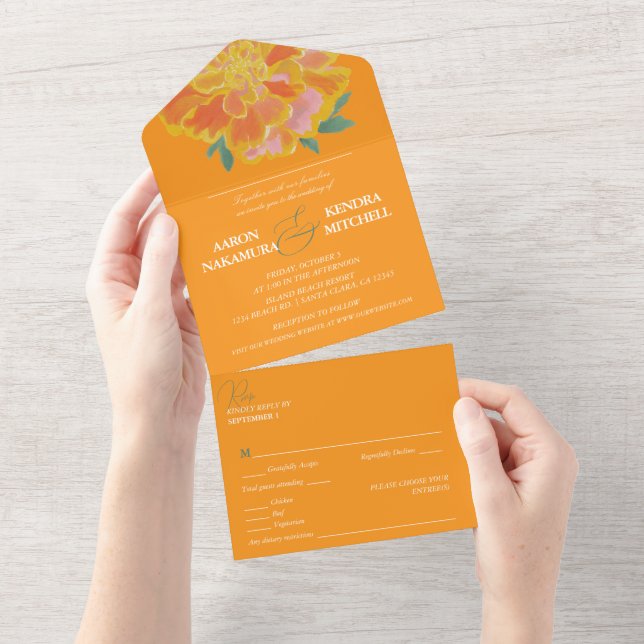 Levande Orange Marigold Sommarbröllop (Tearaway)