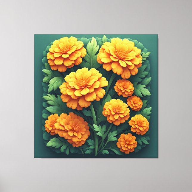 Levande Orange Marigoldbukett Canvastryck (Framsida)
