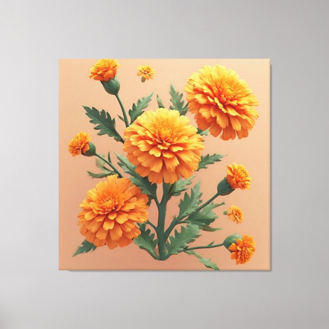 Levande Orange Marigoldbukett Canvastryck (Framsida)