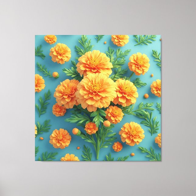 Levande Orange Marigoldbukett Canvastryck (Framsida)