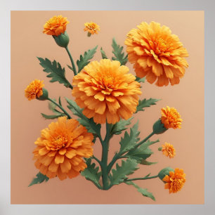 Levande Orange Marigoldbukett Poster