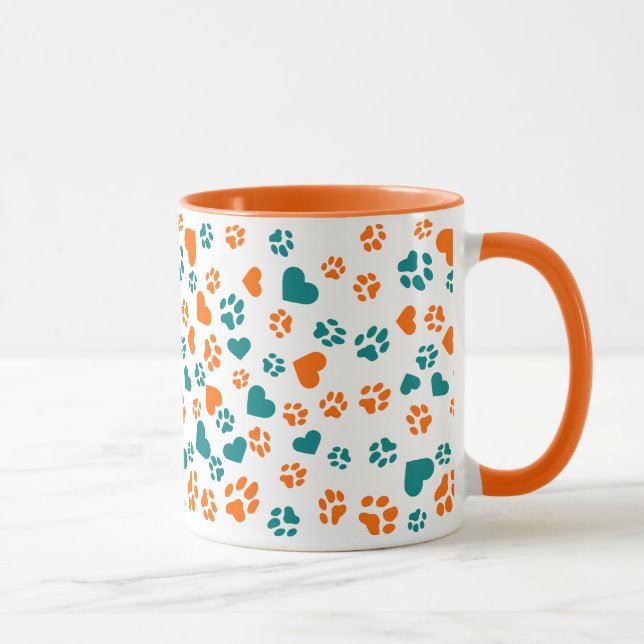 Levande orange och teal klortryck – present till d mugg (Höger)