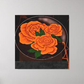 Levande orange rosor canvastryck