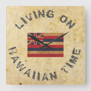 LEVANDE PÅ HAWAIIAN TIME STOR CLOCK FYRKANTIG KLOCKA