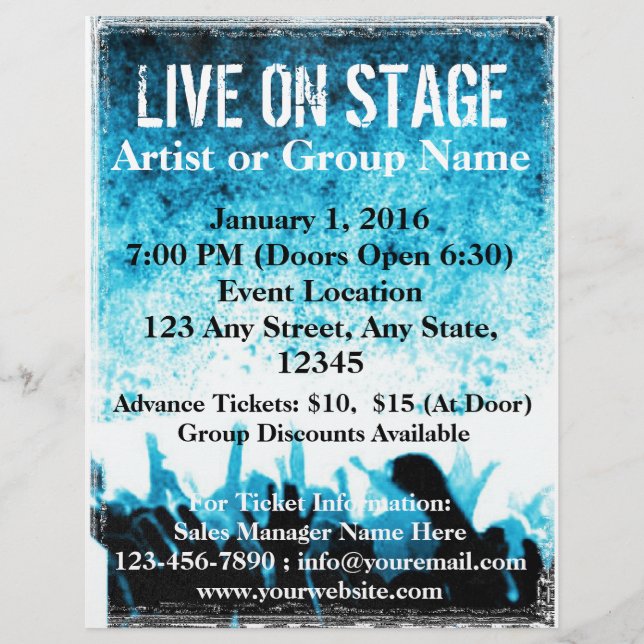 Levande på Stage Blue Worship Flyer (Framsidan)