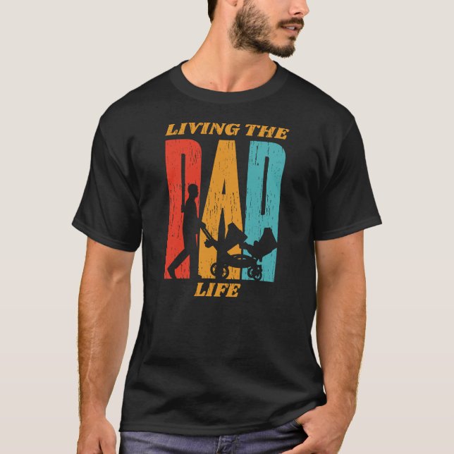 Levande Pappa Life Far som driver Barnvagn T Shirt (Framsida)