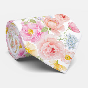 Levande pastellfärgade blommor halsduk slips