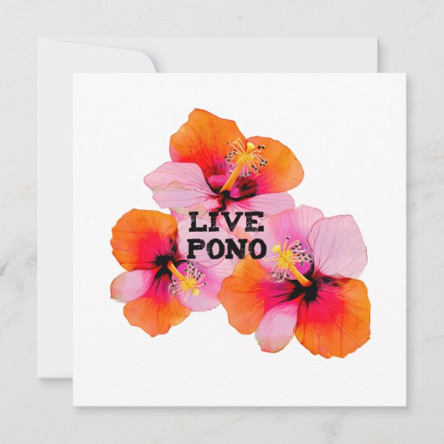 Levande Pono Hibiskus Blommig Tropisk Konstnärlig  Julkort (Framsida)