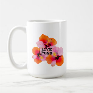 Levande Pono Hibiskus Blommig Tropisk Konstnärlig Kaffemugg