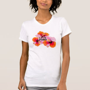 Levande pono rosa orange hibiskus blommor oahu mau t shirt