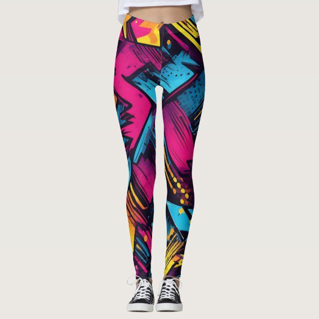 Levande Popkonst Leggings med Djärva Färger Leggin (Framsida)