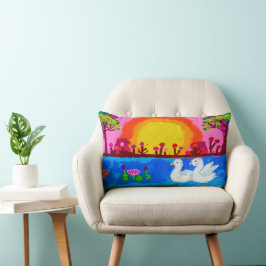 Levande Rangoli Svan Landskap Kudde