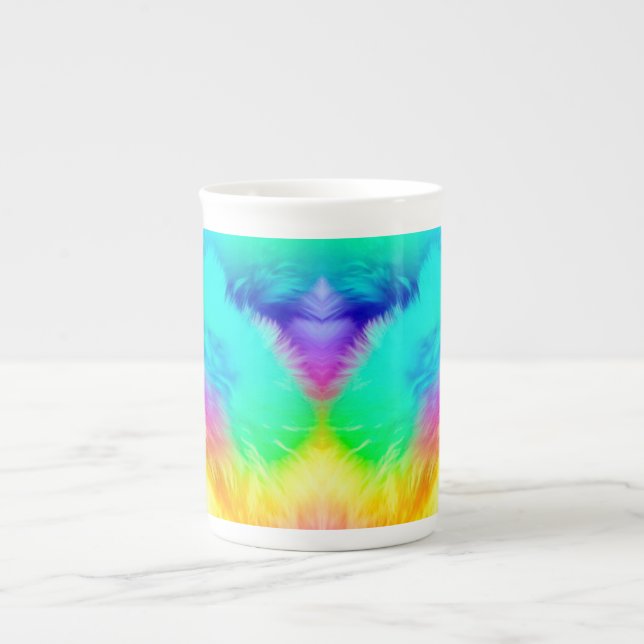 Levande regnbåge Fluffig pälsstruktur-75201 Benporslin Mugg (Framsidan)