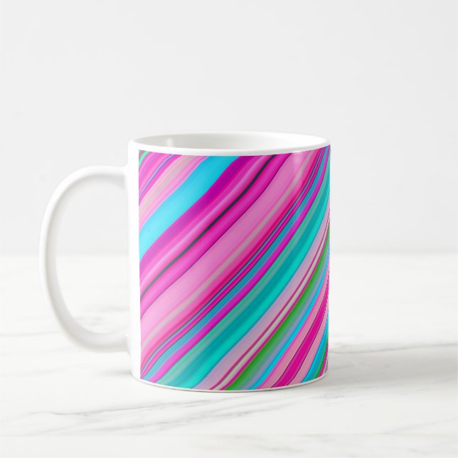 Levande regnbågsfärger Randigt mönster-21056 Kaffemugg (Vänster)