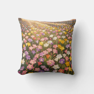 Levande regnbågslilja blomsterfält kudde
