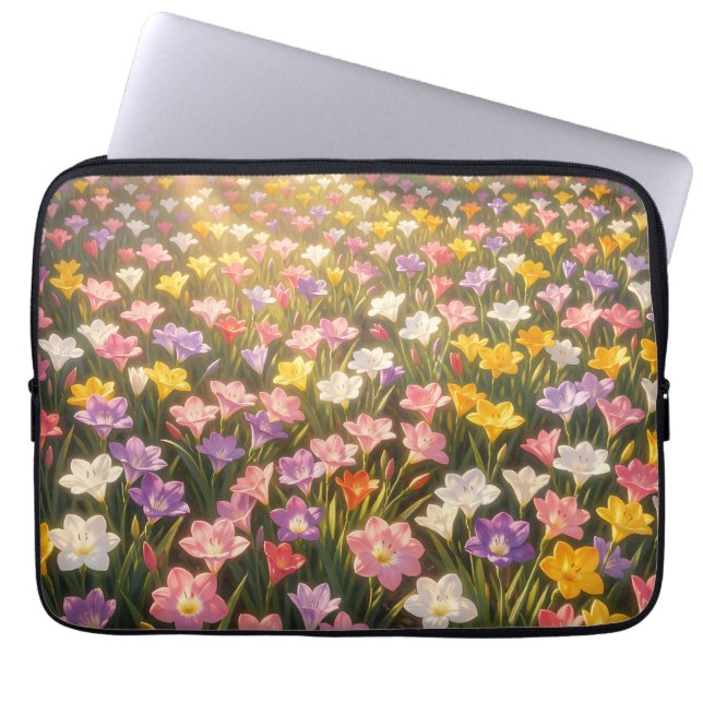 Levande Regnbågslilja Blomsterfält Laptop Fodral (Framsidan)