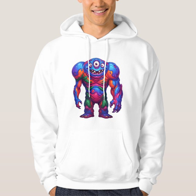 Levande regnbågsmonster hoodie (Framsida)