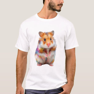 Levande regnbågsoljefärg Stilisert hamster-män T Shirt