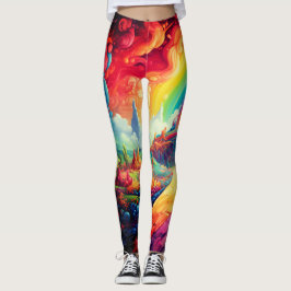 Levande regnbågsscen på ett par anpassade moderna leggings