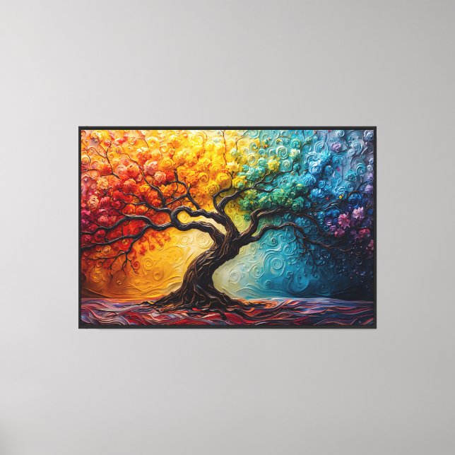 Levande regnbågsträdduk på canvas (Framsida)