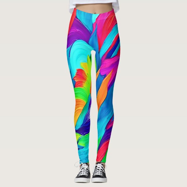 Levande regnbågsvirvlar Abstrakt Konst Leggings (Framsida)