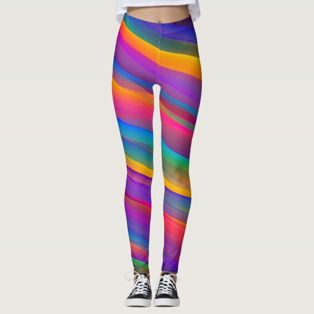 Levande regnbågsvirvlar leggings (Framsida)