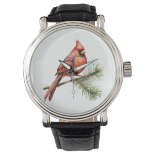 Levande röda bär med frodiga gröna blad armbandsur