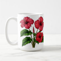 Levande röda hibiskusblommor med frodiga gröna bla