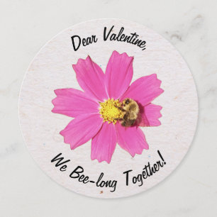 Levande rosa kosmosblomma Alla hjärtans dag-kort
