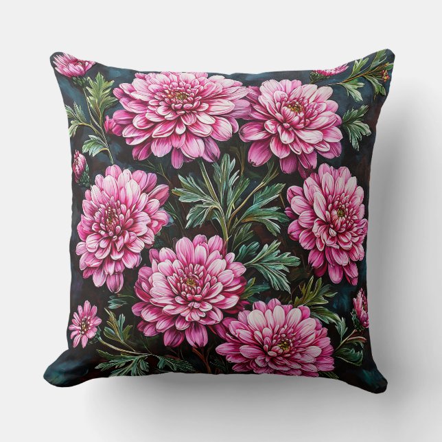 Levande rosa krysantemum kudde (Framsida)