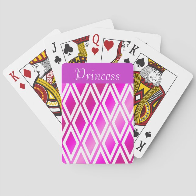 Levande rosa och vita diamanter casinokort (Baksidan)