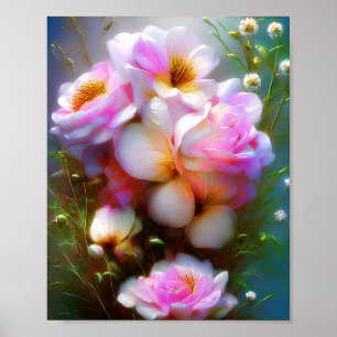 Levande rosa rosor poster