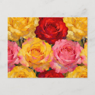 Levande rosor i blomning vykort
