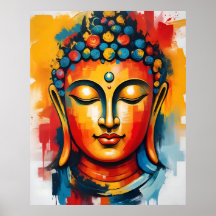 Levande rumsfärgad Abstrakt Buddha Wall Art