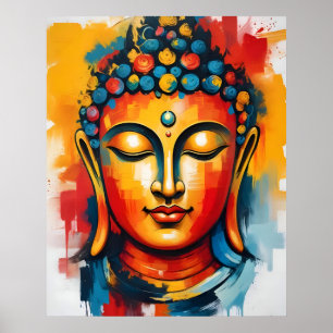 Levande rumsfärgad Abstrakt Buddha Wall Art Poster