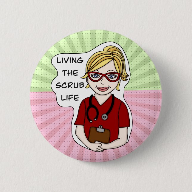 Levande SCrub Life | Medicinsk Professionell Humor Knapp (Framsida)