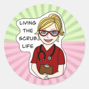 Levande SCrub Life Medicinsk Professionell Humor Runt Klistermärke