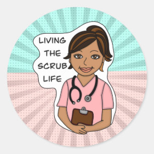 Levande SCrub Life Medicinsk Professionell Humor Runt Klistermärke