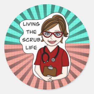 Levande SCrub Life Medicinsk Professionell Humor Runt Klistermärke