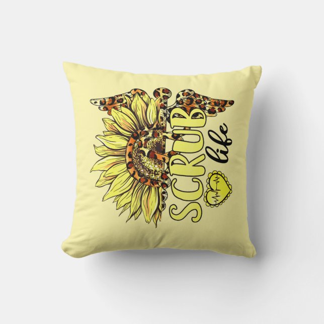 Levande SCrub Life Nurse Solros Leopard Nurs Kudde (Framsida)