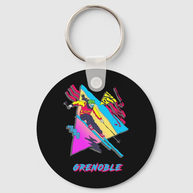 Levande skiddesign med Grenoble Text Ski  Nyckelring (Framsida)