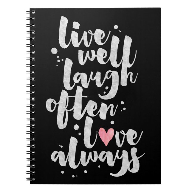 Levande skrattkärlek - inspirera journal anteckningsbok med spiral (Framsidan)