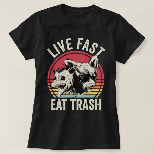 Levande snabbät Sopor Possum och Raccoon T Shirt (Design framsida)