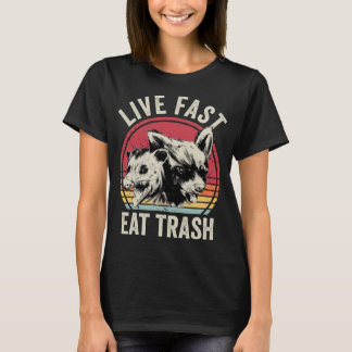 Levande snabbät Sopor Possum och Raccoon T Shirt