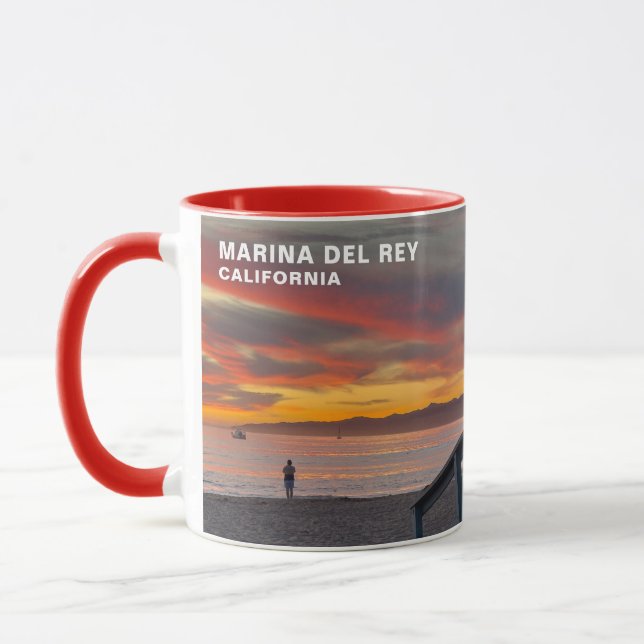 Levande solnedgångsfärger - Marina Del Rey, CA Mugg (Vänster)