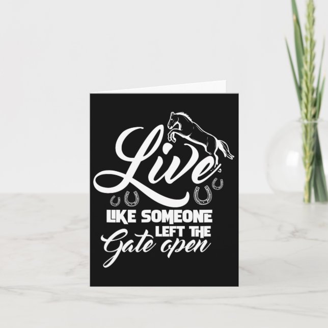 Levande som någon Lämnat Grind Open Horse Riding Kort (Framsida)