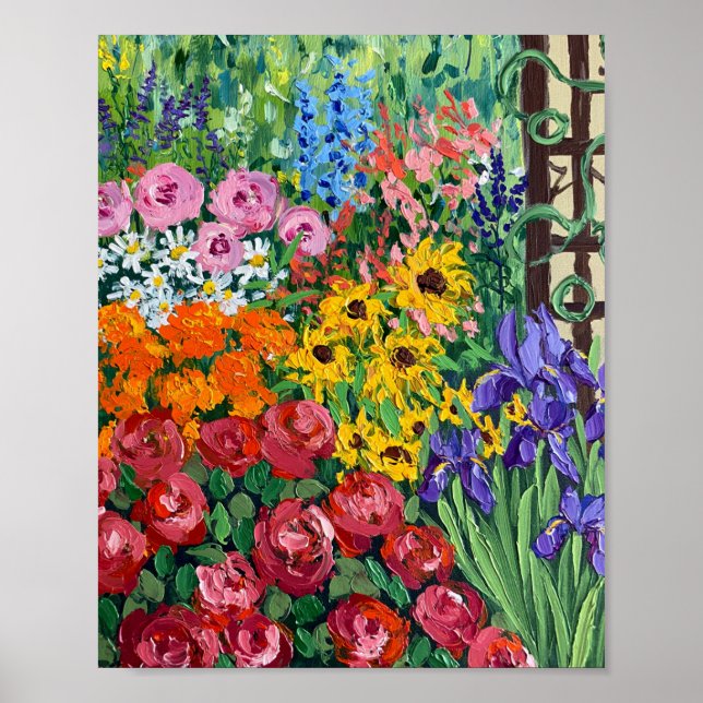 Levande sommarstugeträhage oljemålning poster (Framsidan)